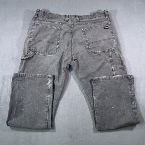Dickies Canvas Carpenter Distressed Pants Mens Size 36x30 Faded Grey Grunge Y2K - Picture 6 of 9